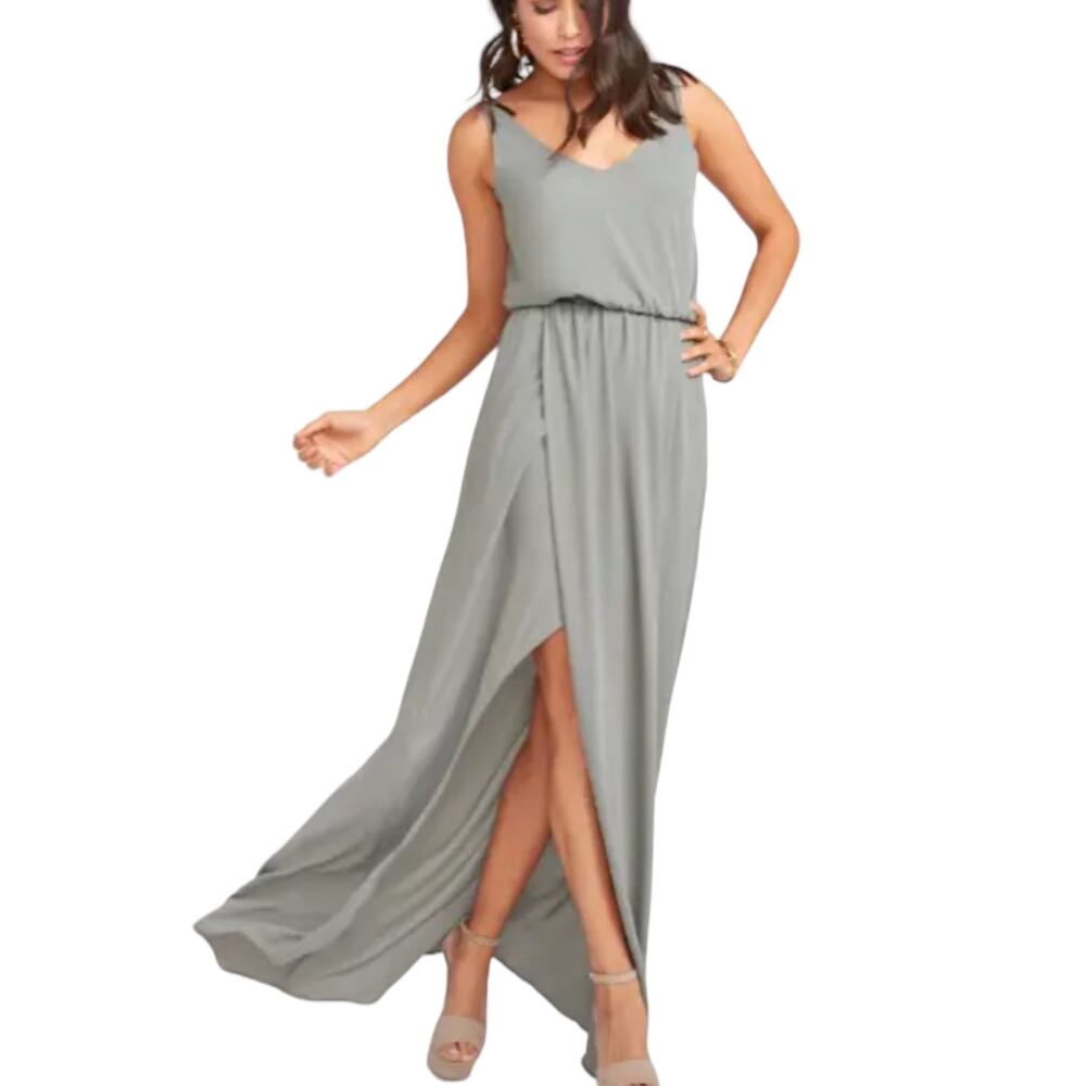 Show me your MUMU Kendall Maxi dress wedding bridesmaid SMALL NEW gray